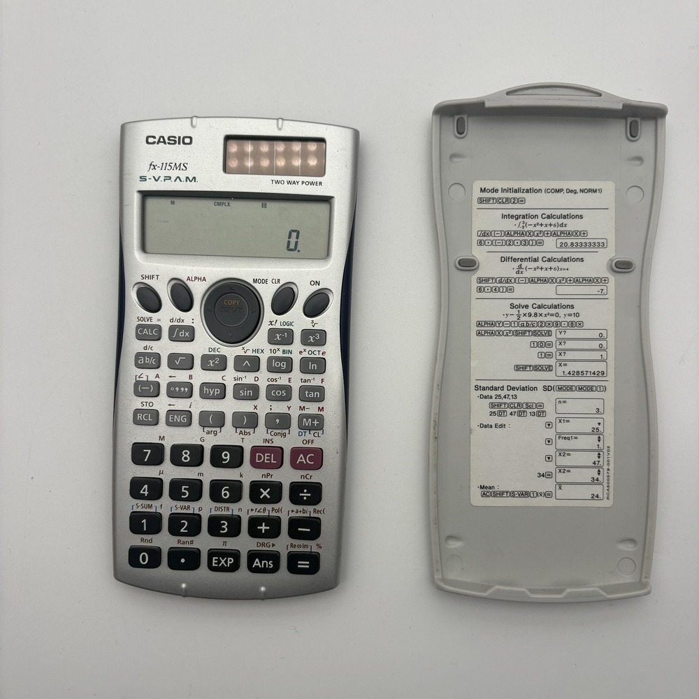 Casio Fx-115MS‎ Scientific Calculator Two Way Power Solar Battery W/ Slide Cover